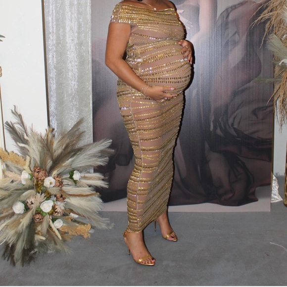 Dresses & Skirts - ALGIST gold rhinestone dress. Size XL but fits like a L. Original price $315